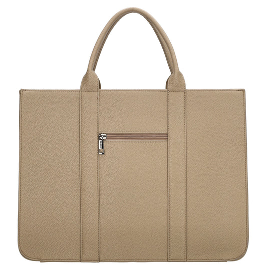 Shopper 40x29,5cm in Helltaupe mit Reißverschluss und Kurzgriff - leder-accessoires.com