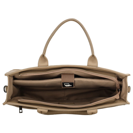 Shopper 40x29,5cm in Helltaupe mit Reißverschluss und Kurzgriff - leder-accessoires.com