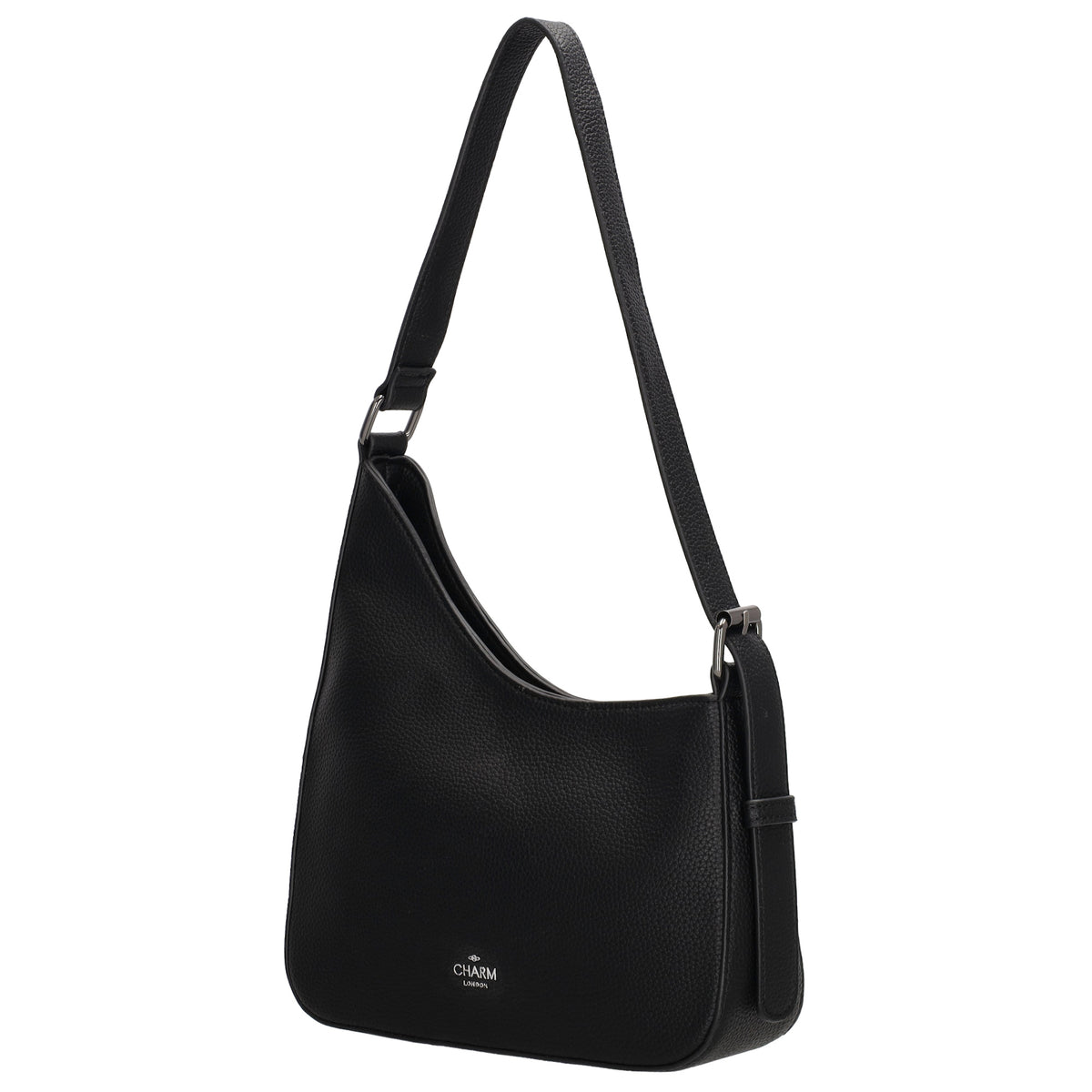Schultertasche 25x27cm in Schwarz mit Reißverschluss und Wechselriemen - leder-accessoires.com