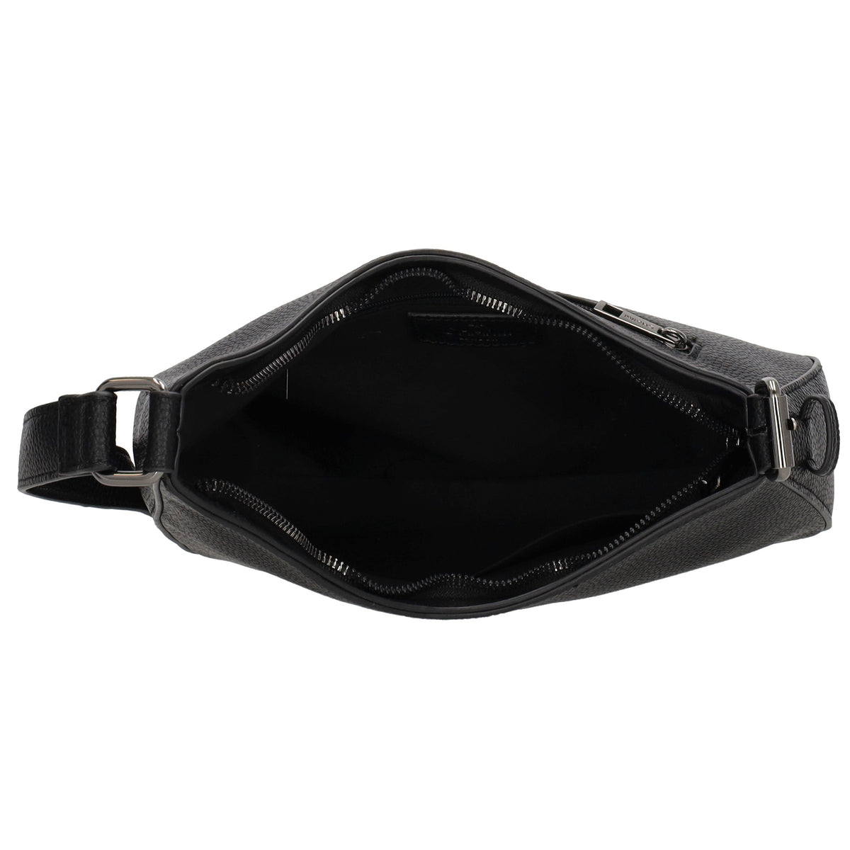 Schultertasche 25x27cm in Schwarz mit Reißverschluss und Wechselriemen - leder-accessoires.com