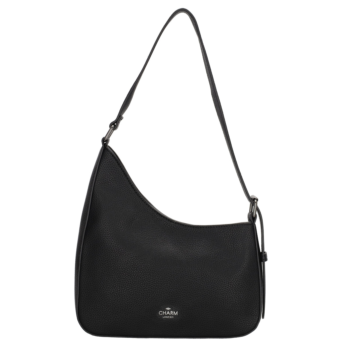 Schultertasche 25x27cm in Schwarz mit Reißverschluss und Wechselriemen - leder-accessoires.com