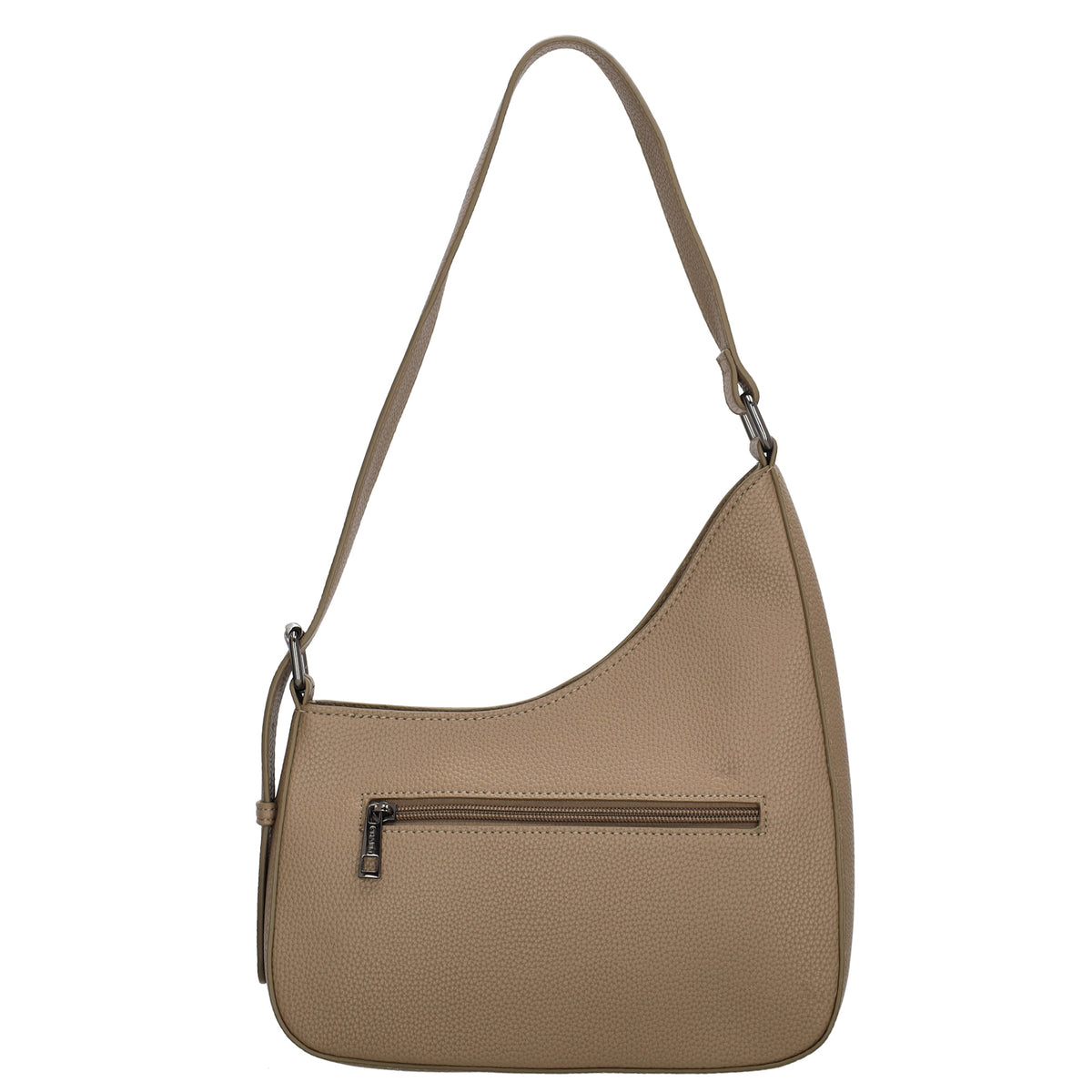 Schultertasche 25x27cm in Taupe mit Reißverschluss und Wechselriemen - leder-accessoires.com
