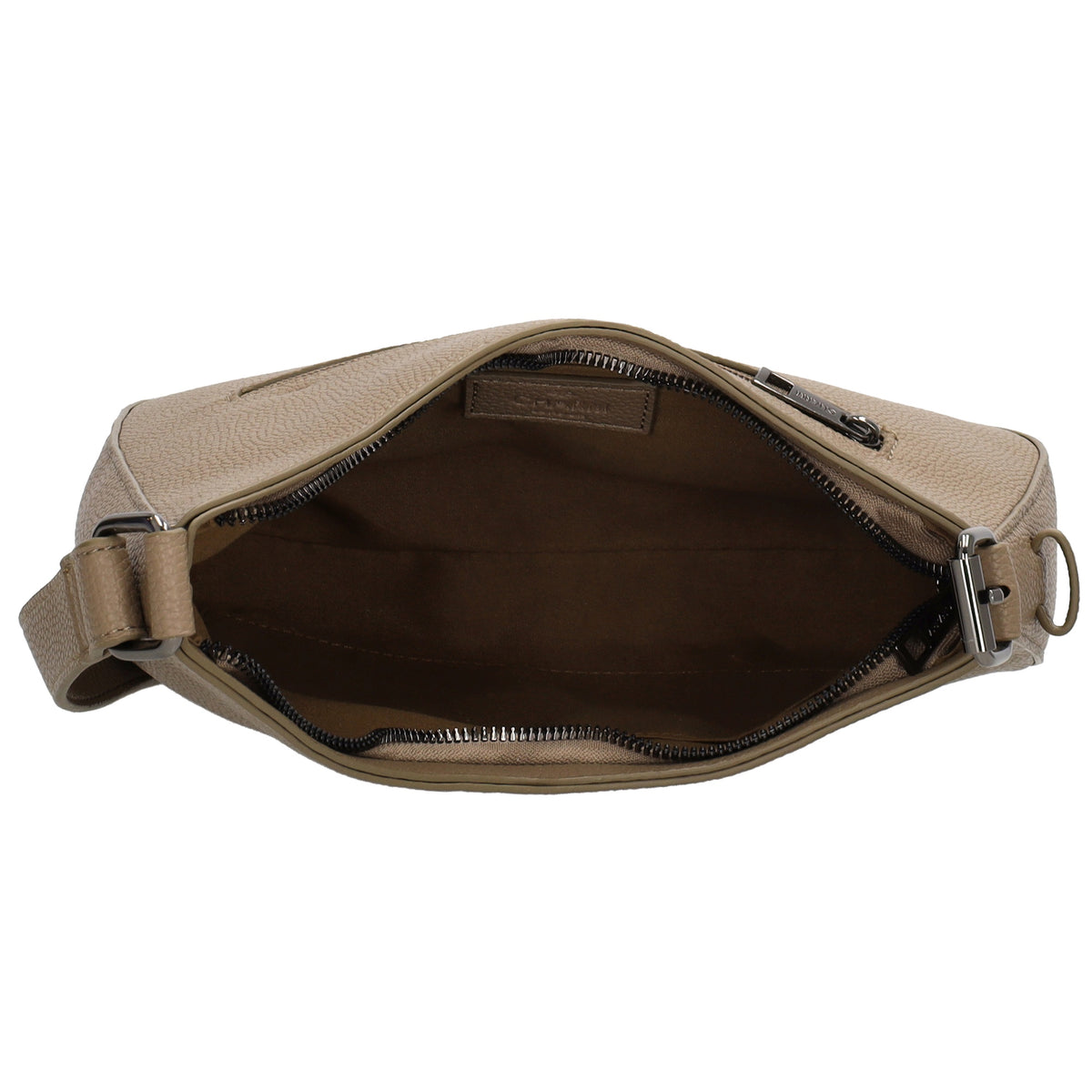 Schultertasche 25x27cm in Taupe mit Reißverschluss und Wechselriemen - leder-accessoires.com