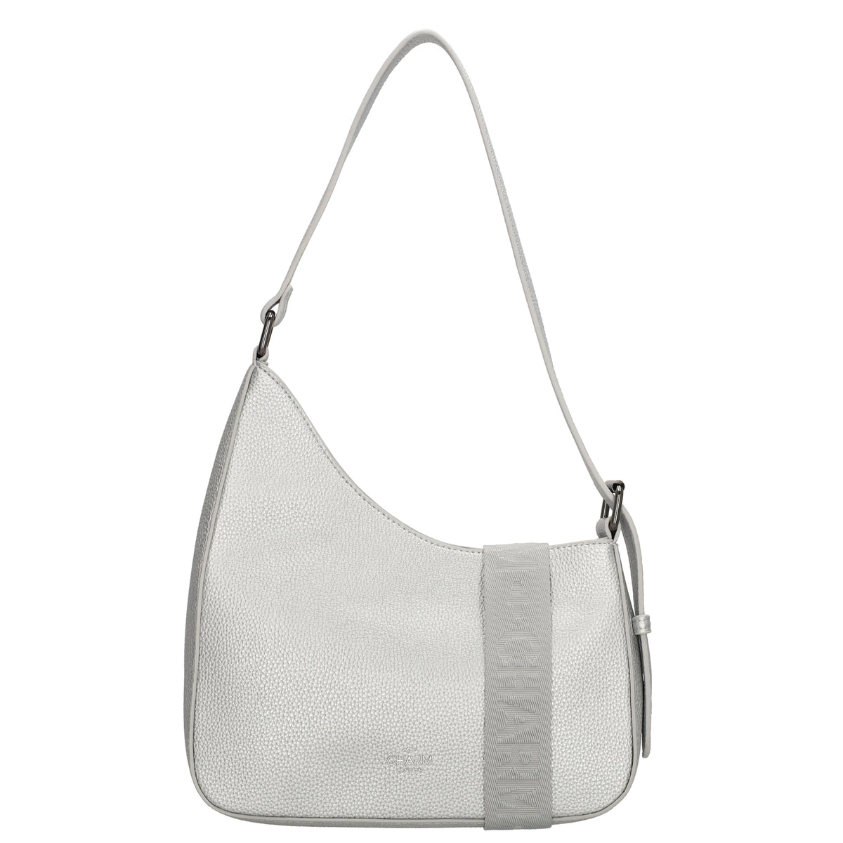 Schultertasche 25x27cm in Silber mit Reißverschluss und Wechselriemen - leder-accessoires.com
