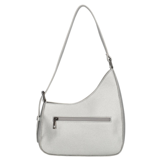 Schultertasche 25x27cm in Silber mit Reißverschluss und Wechselriemen - leder-accessoires.com