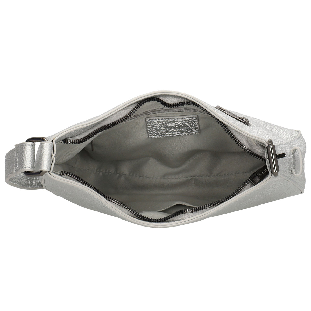 Schultertasche 25x27cm in Silber mit Reißverschluss und Wechselriemen - leder-accessoires.com