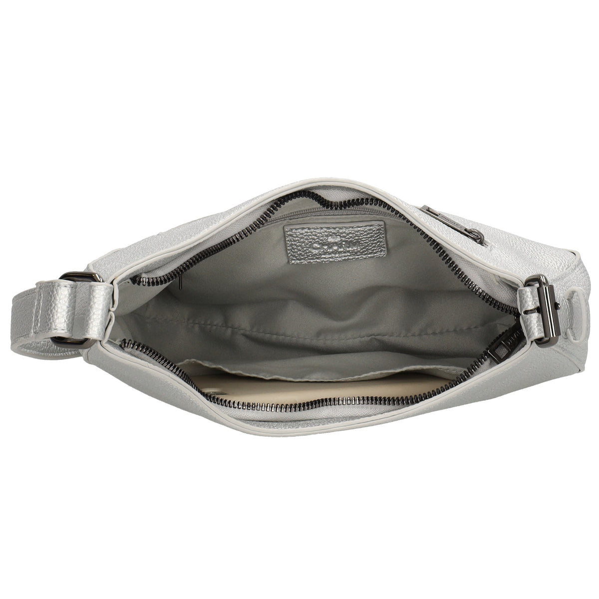 Schultertasche 25x27cm in Silber mit Reißverschluss und Wechselriemen - leder-accessoires.com