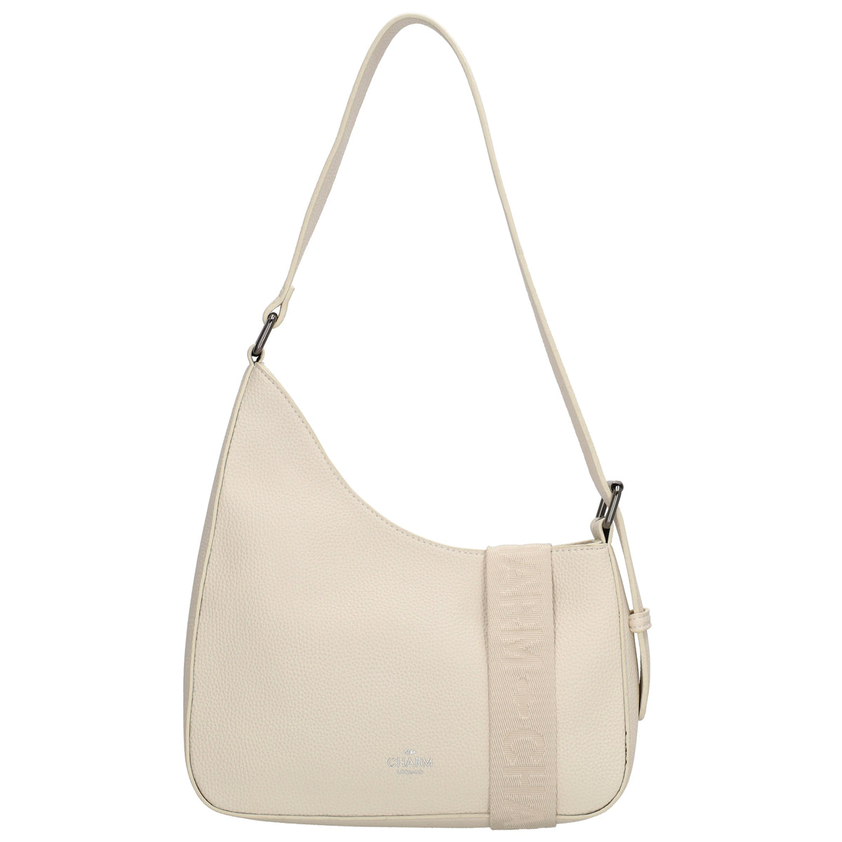 Schultertasche 25x27cm in Creme mit Reißverschluss und Wechselriemen - leder-accessoires.com