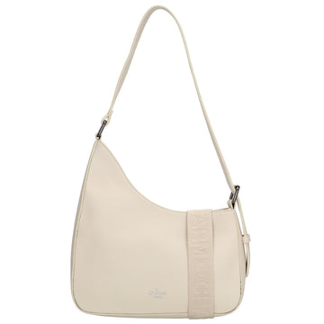 Schultertasche 25x27cm in Creme mit Reißverschluss und Wechselriemen - leder-accessoires.com
