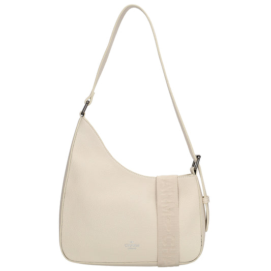 Schultertasche 25x27cm in Creme mit Reißverschluss und Wechselriemen - leder-accessoires.com