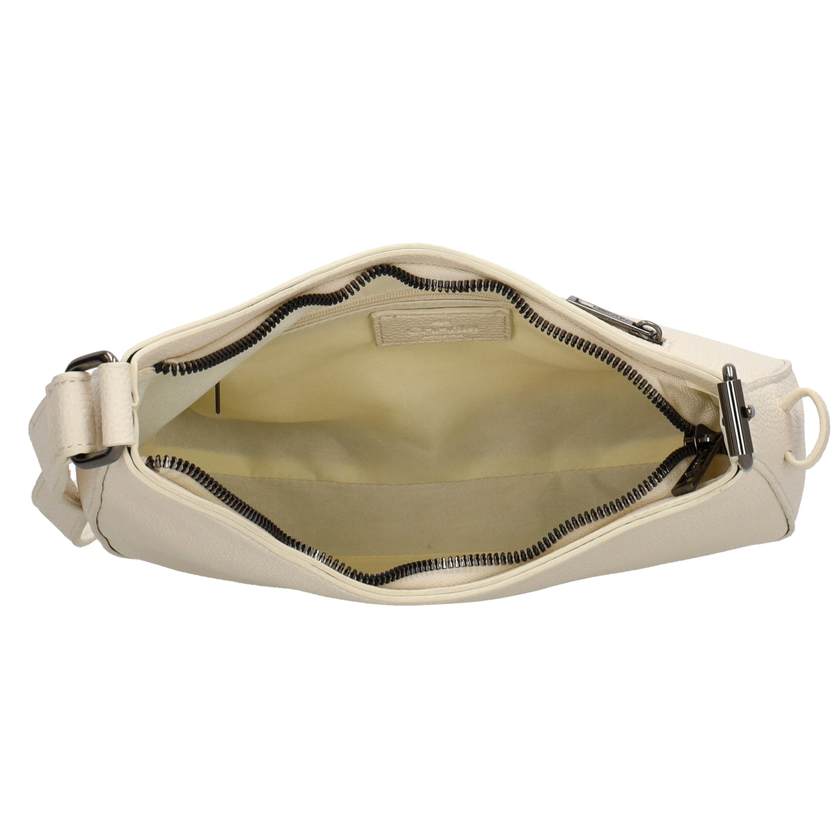 Schultertasche 25x27cm in Creme mit Reißverschluss und Wechselriemen - leder-accessoires.com