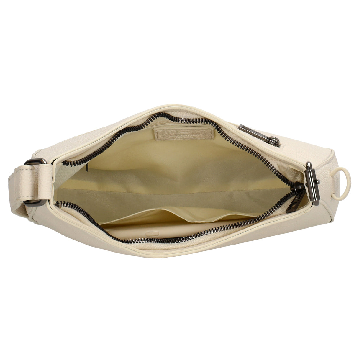 Schultertasche 25x27cm in Creme mit Reißverschluss und Wechselriemen - leder-accessoires.com
