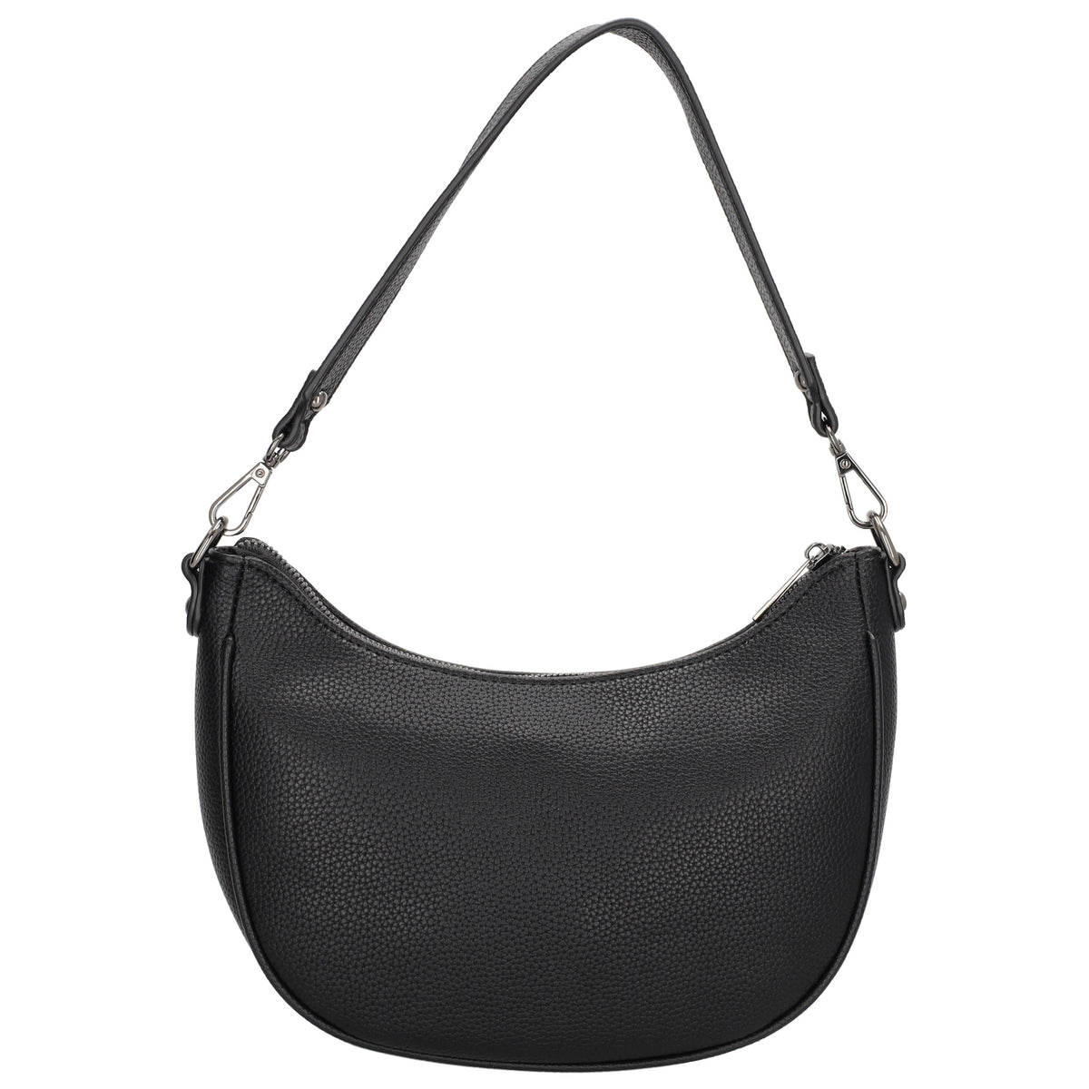 Schultertasche 25x20cm in Schwarz mit Reißverschluss und Wechselriemen - leder-accessoires.com
