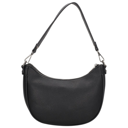 Schultertasche 25x20cm in Schwarz mit Reißverschluss und Wechselriemen - leder-accessoires.com