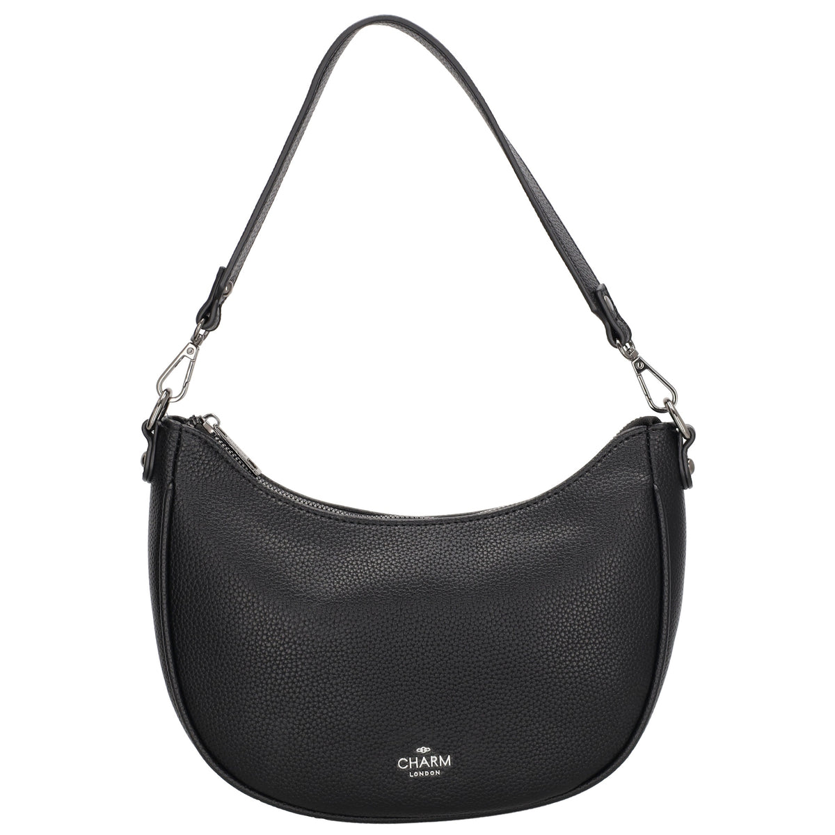 Schultertasche 25x20cm in Schwarz mit Reißverschluss und Wechselriemen - leder-accessoires.com