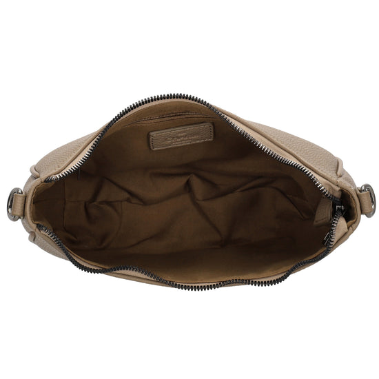 Schultertasche 25x20cm in Taupe mit Reißverschluss und Wechselriemen - leder-accessoires.com