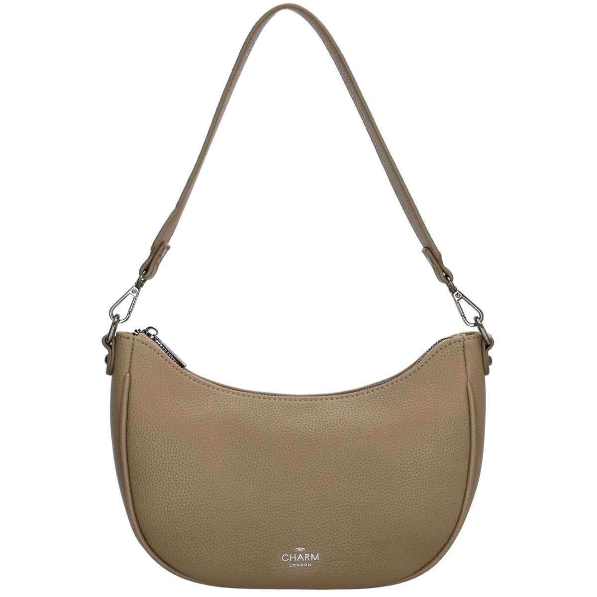 Schultertasche 25x20cm in Taupe mit Reißverschluss und Wechselriemen - leder-accessoires.com
