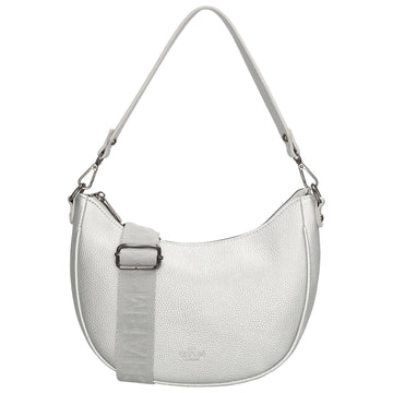 Schultertasche 25x20cm in Silber mit Reißverschluss und Wechselriemen - leder-accessoires.com