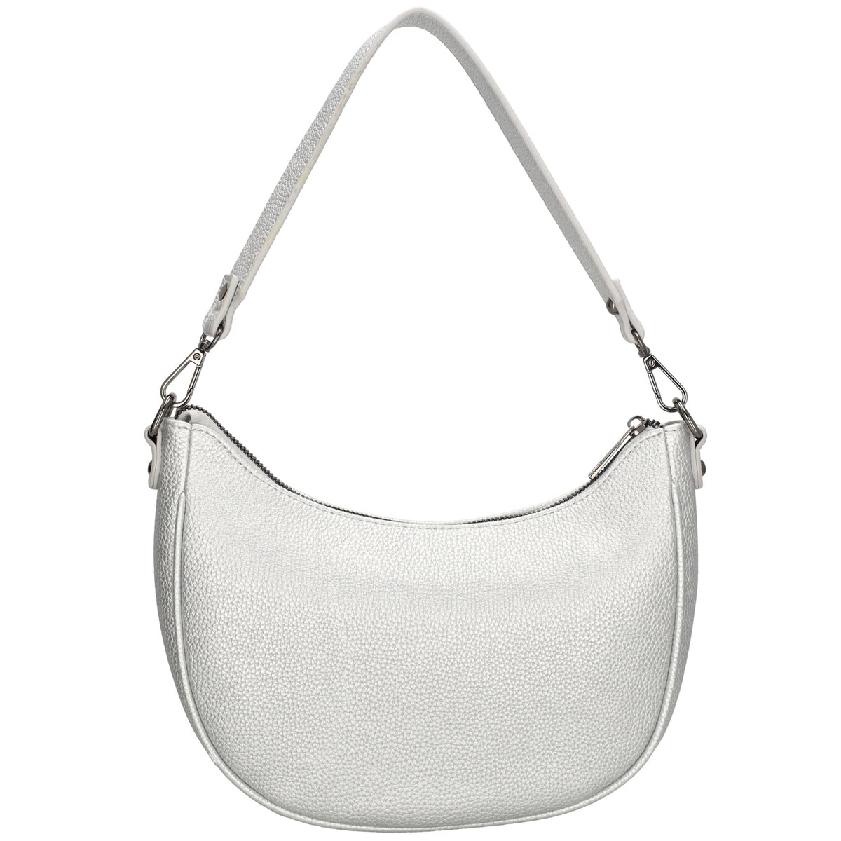 Schultertasche 25x20cm in Silber mit Reißverschluss und Wechselriemen - leder-accessoires.com