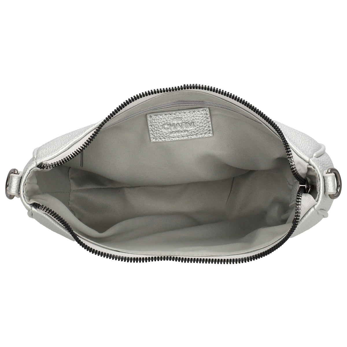 Schultertasche 25x20cm in Silber mit Reißverschluss und Wechselriemen - leder-accessoires.com