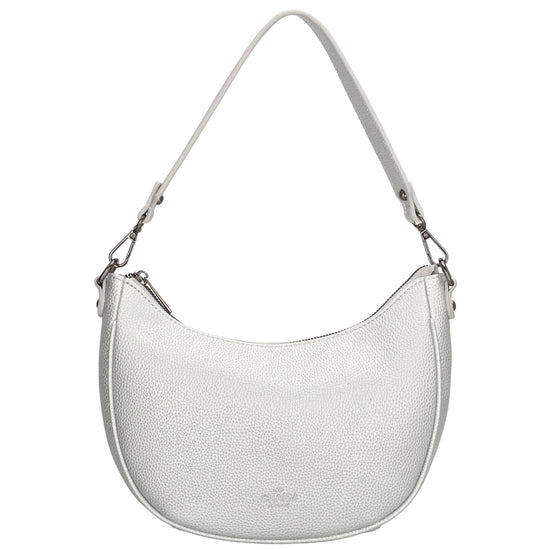 Schultertasche 25x20cm in Silber mit Reißverschluss und Wechselriemen - leder-accessoires.com