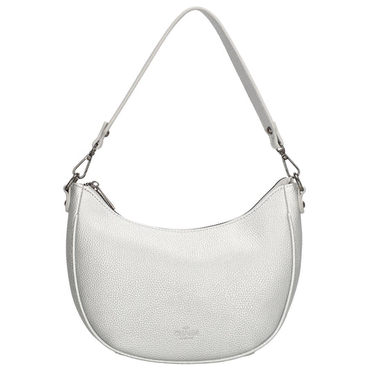 Schultertasche 25x20cm in Silber mit Reißverschluss und Wechselriemen - leder-accessoires.com