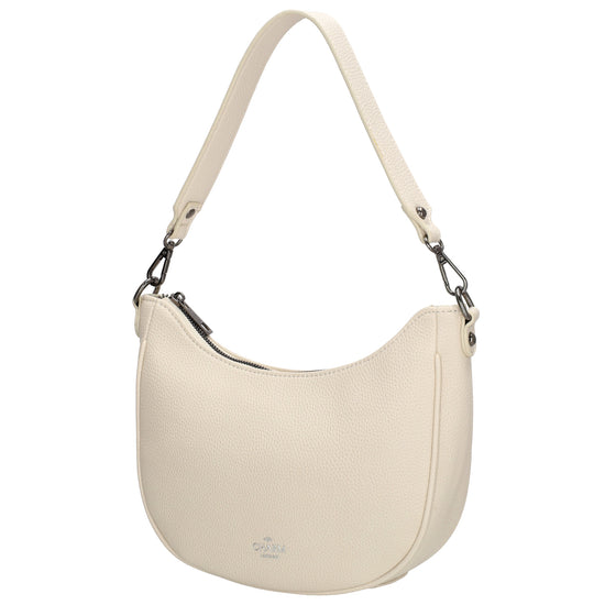 Schultertasche 25x20cm in Creme mit Reißverschluss und Wechselriemen - leder-accessoires.com