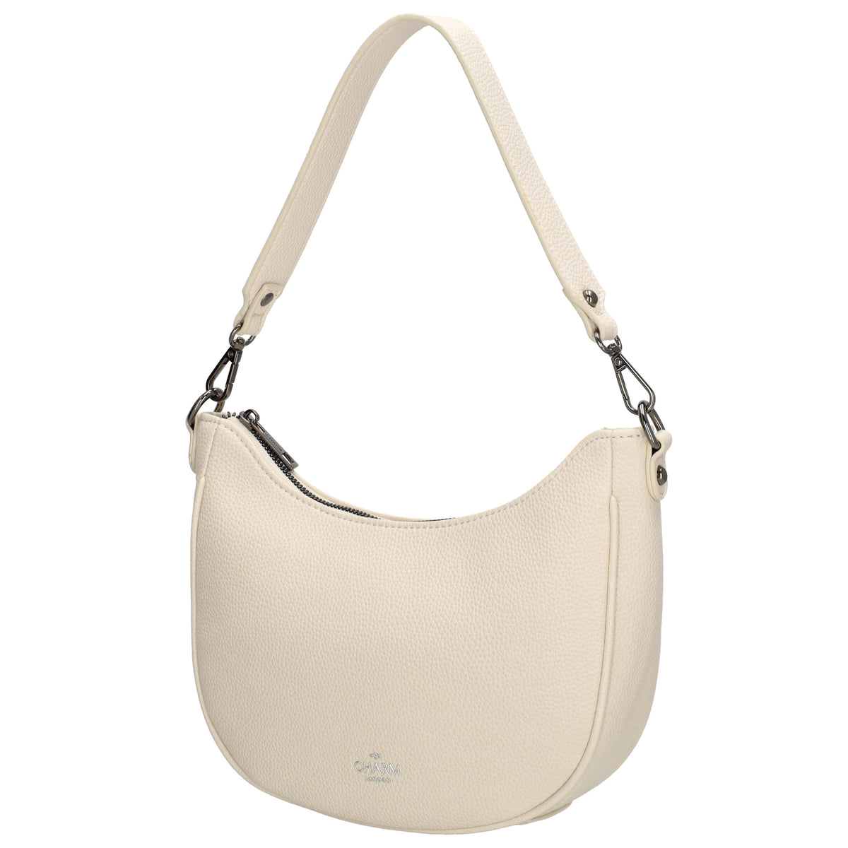 Schultertasche 25x20cm in Creme mit Reißverschluss und Wechselriemen - leder-accessoires.com