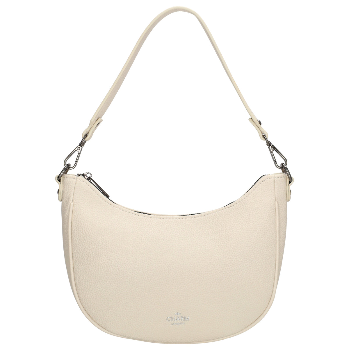 Schultertasche 25x20cm in Creme mit Reißverschluss und Wechselriemen - leder-accessoires.com