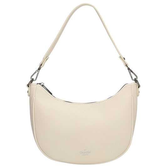 Schultertasche 25x20cm in Creme mit Reißverschluss und Wechselriemen - leder-accessoires.com