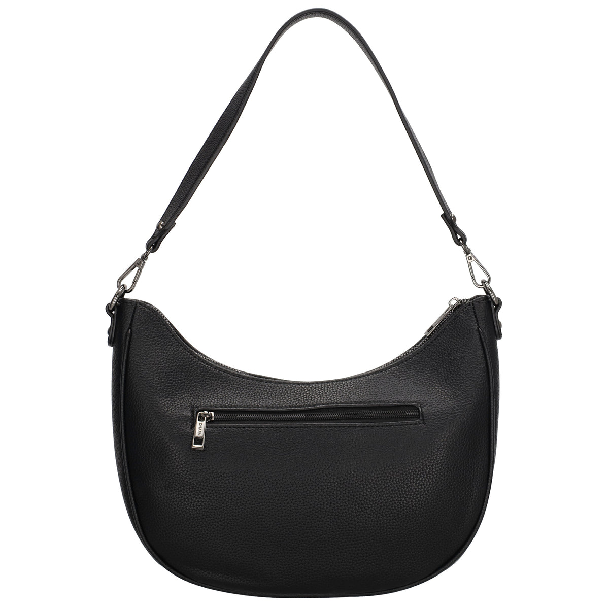 Schultertasche 37x37cm in Schwarz mit Reißverschluss und Wechselriemen - leder-accessoires.com