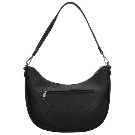 Schultertasche 37x37cm in Schwarz mit Reißverschluss und Wechselriemen - leder-accessoires.com