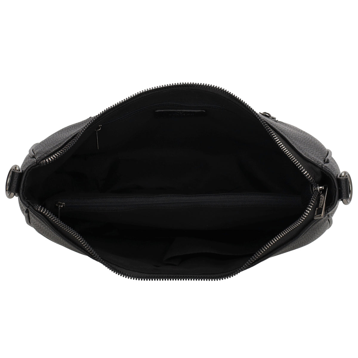 Schultertasche 37x37cm in Schwarz mit Reißverschluss und Wechselriemen - leder-accessoires.com