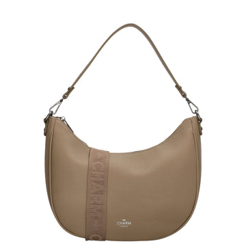 Schultertasche 37x37cm in Taupe mit Reißverschluss und Wechselriemen - leder-accessoires.com