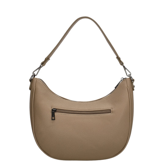 Schultertasche 37x37cm in Taupe mit Reißverschluss und Wechselriemen - leder-accessoires.com