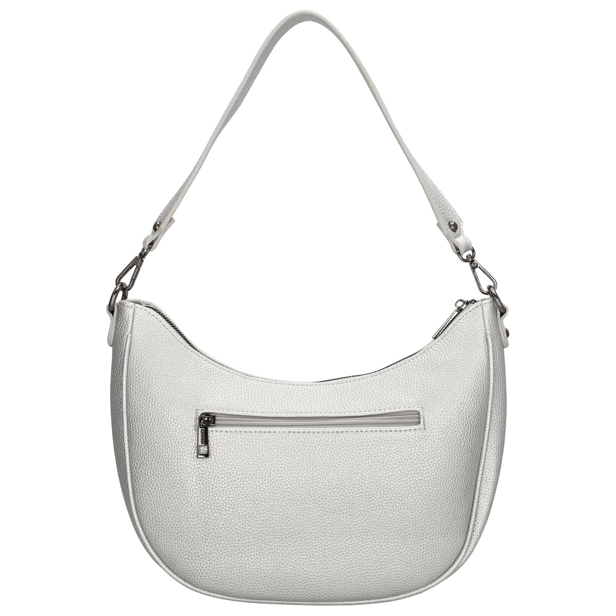 Schultertasche 37x37cm in Silber mit Reißverschluss und Wechselriemen - leder-accessoires.com