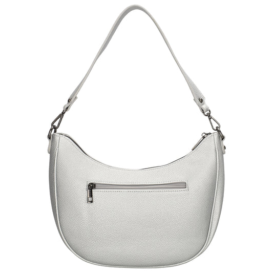 Schultertasche 37x37cm in Silber mit Reißverschluss und Wechselriemen - leder-accessoires.com