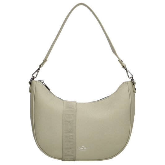 Schultertasche 37x37cm in Hellgrün mit Reißverschluss und Wechselriemen - leder-accessoires.com