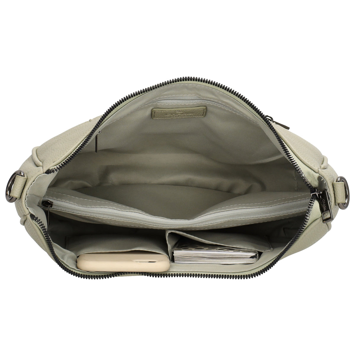 Schultertasche 37x37cm in Hellgrün mit Reißverschluss und Wechselriemen - leder-accessoires.com