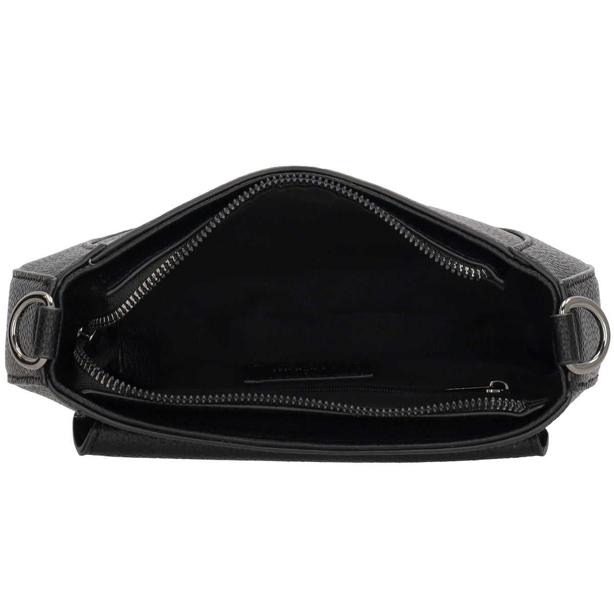 Schultertasche 23x13,5cm in Schwarz mit Reißverschluss und Überschlag - leder-accessoires.com