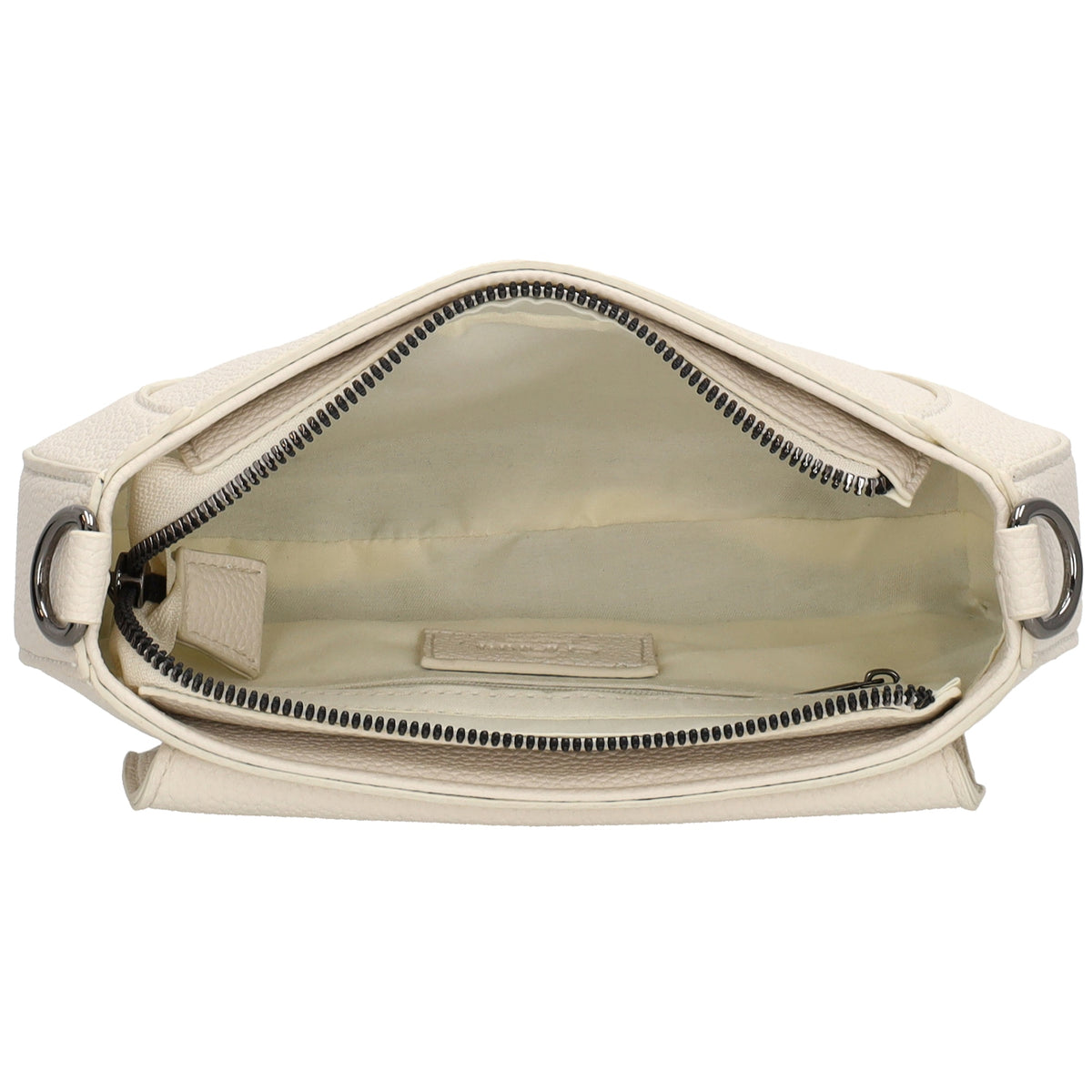 Schultertasche 23x13,5cm in Creme mit Reißverschluss und Überschlag - leder-accessoires.com