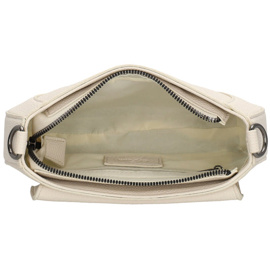 Schultertasche 23x13,5cm in Creme mit Reißverschluss und Überschlag - leder-accessoires.com