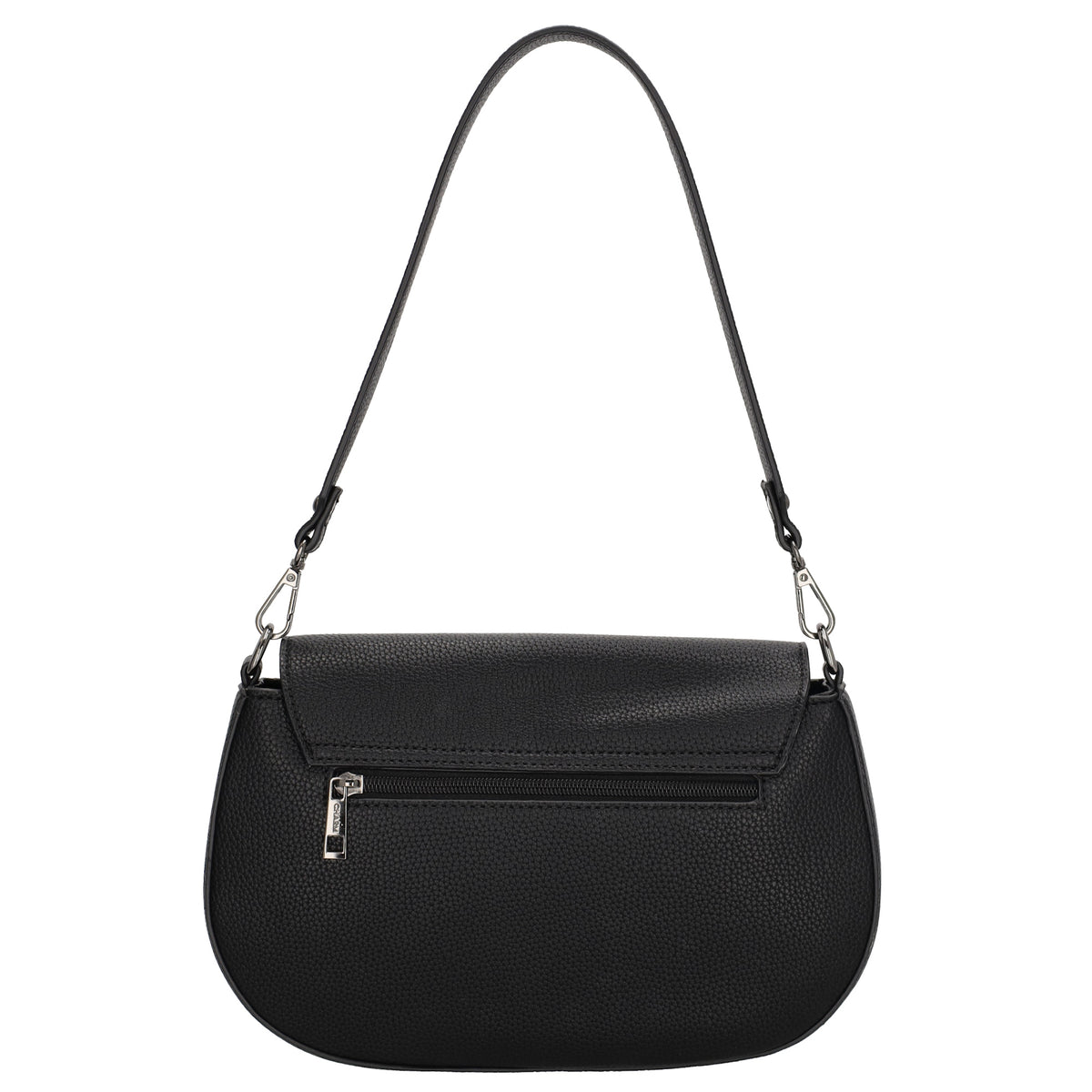 Schultertasche 28x17cm in Schwarz mit Reißverschluss und Überschlag - leder-accessoires.com