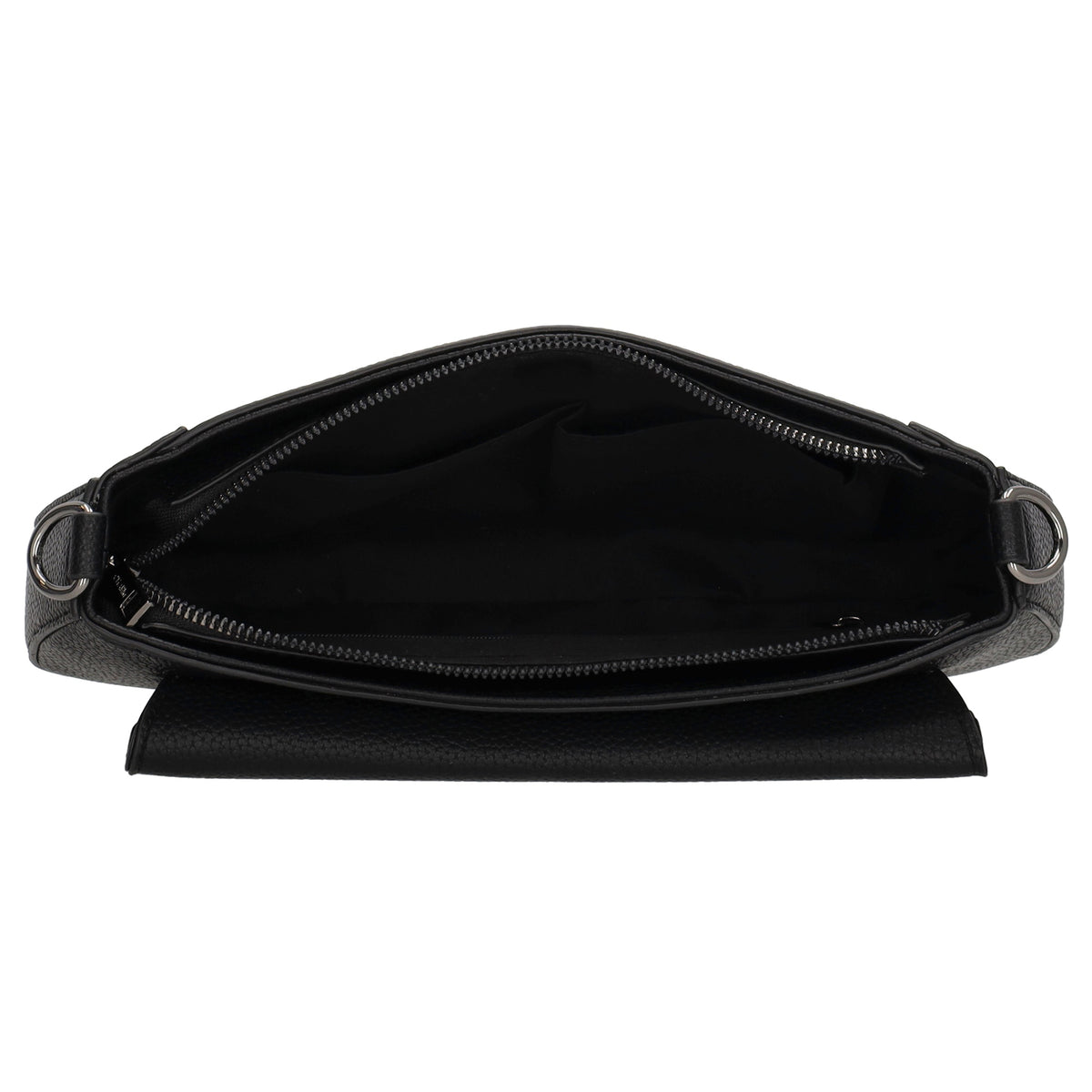 Schultertasche 28x17cm in Schwarz mit Reißverschluss und Überschlag - leder-accessoires.com