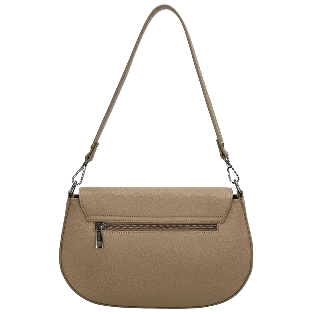 Schultertasche 28x17cm in Taupe mit Reißverschluss und Überschlag - leder-accessoires.com