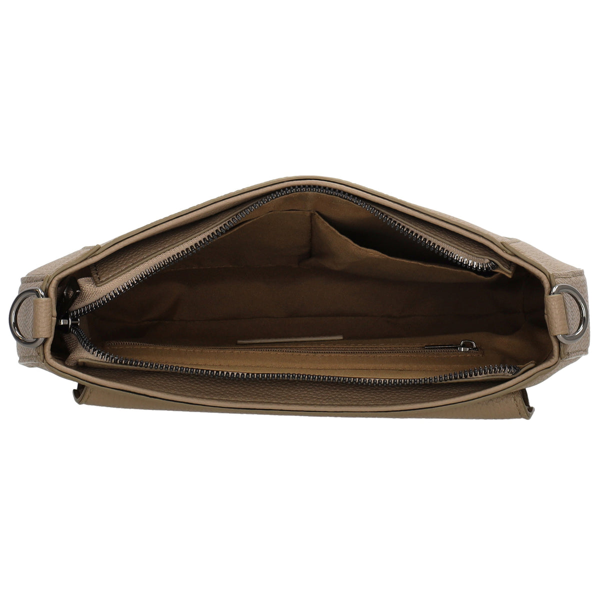 Schultertasche 28x17cm in Taupe mit Reißverschluss und Überschlag - leder-accessoires.com