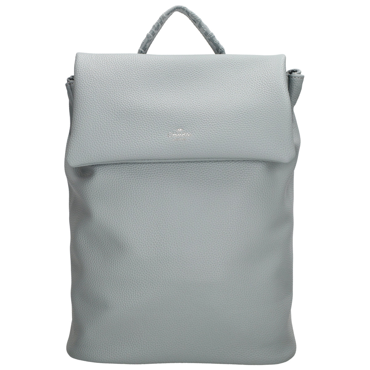 Rucksack 35 x 30cm in Hellblau mit Überschlag in Leder-Optik - leder-accessoires.com