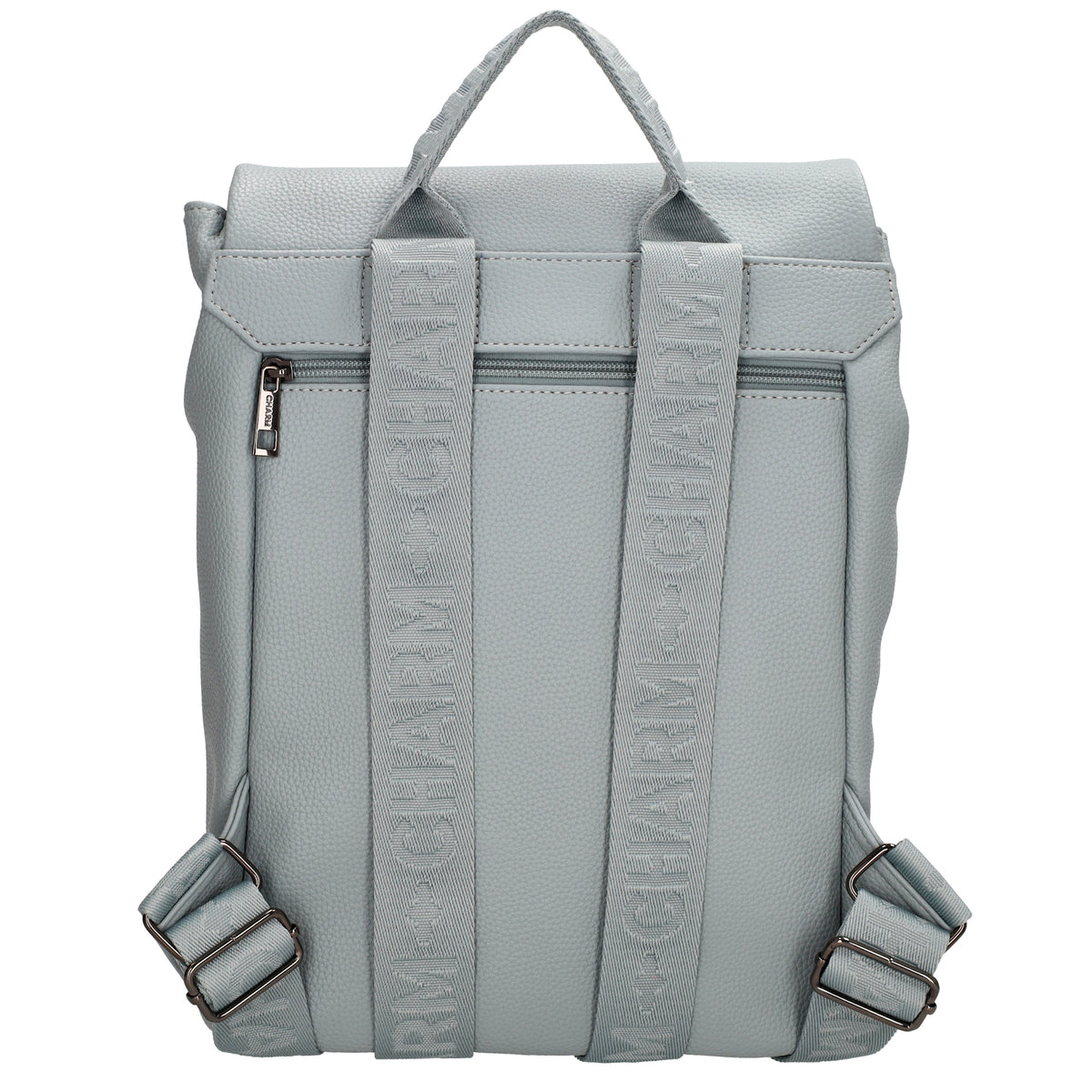 Rucksack 35 x 30cm in Hellblau mit Überschlag in Leder-Optik - leder-accessoires.com