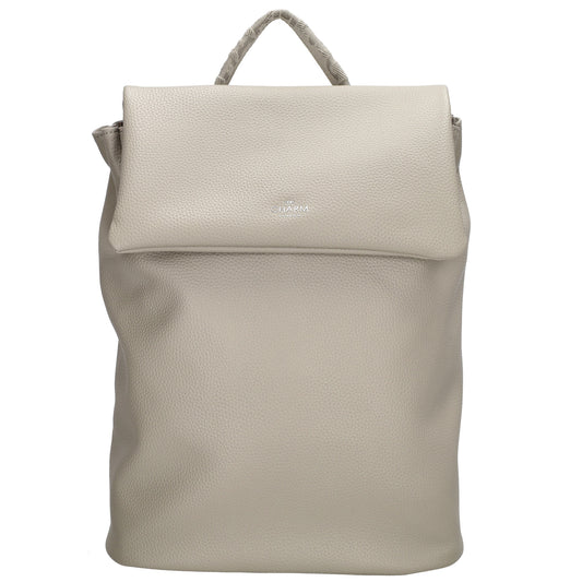Rucksack 35 x 30cm in Hellgrau mit Überschlag in Leder-Optik - leder-accessoires.com