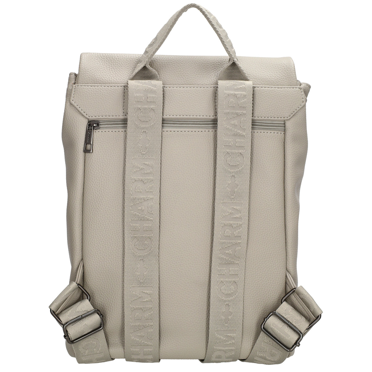 Rucksack 35 x 30cm in Hellgrau mit Überschlag in Leder-Optik - leder-accessoires.com